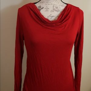 New scoop neck cowl neck long sleeve red soft top